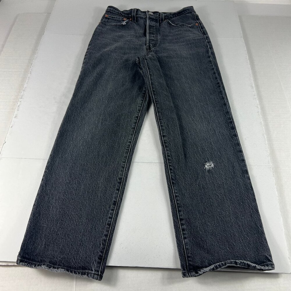 Levi's Jeans Women's 27x25* Ribcage High Rise Straight Crop Black Denim Tag 27